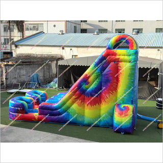 Tie-Dye Theme Cheap Inflatable Water Slide Outdoor Fun Near Me Double Blow Up Water Slide