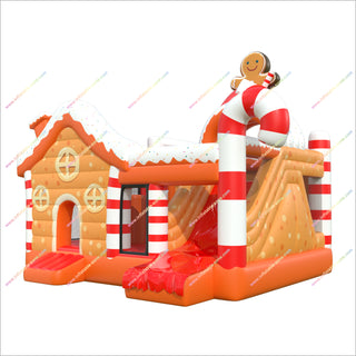Christmas Inflatable Gingerbread House Backyard Bounce And Slide Combo Inflatables Cheap Bouncy Castle With Slide