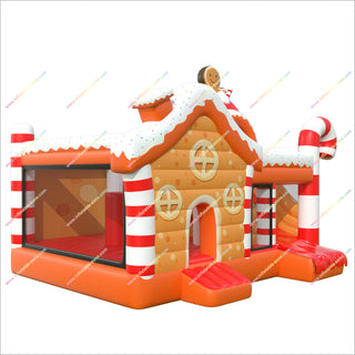 Christmas Inflatable Gingerbread House Backyard Bounce And Slide Combo Inflatables Cheap Bouncy Castle With Slide