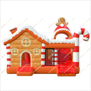 Christmas Inflatable Gingerbread House Backyard Bounce And Slide Combo Inflatables Cheap Bouncy Castle With Slide
