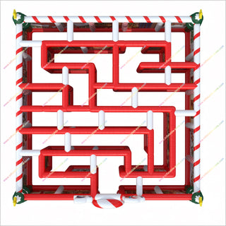 Christmas Inflatable Maze Castle Combo Bounce House Santa Claus And Snowman Maze Obstacle Course Escape Room Game