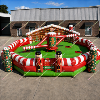 Christmas Inflatable Game Bungee Jump Experience Rotating Mat Inflatable Jumping Trampoline Meltdown Bounce House Rental