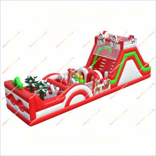 Christmas Inflatable Obstacle Course Adventure Park Playground Inflatable Snowmen Outdoor Assault Course Equipment