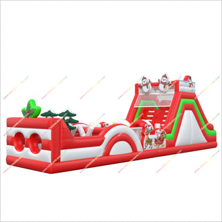 Christmas Inflatable Obstacle Course Adventure Park Playground Inflatable Snowmen Outdoor Assault Course Equipment