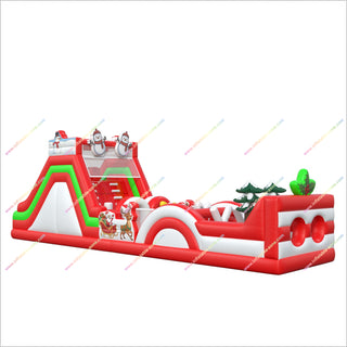 Christmas Inflatable Obstacle Course Adventure Park Playground Inflatable Snowmen Outdoor Assault Course Equipment