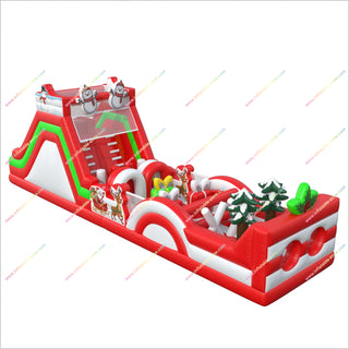 Christmas Inflatable Obstacle Course Adventure Park Playground Inflatable Snowmen Outdoor Assault Course Equipment