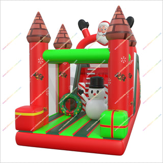 Christmas Themed Obstacle Course Inflatable Bouncer Slide Inflatable Moonwalk Bounce House Obstacle Course For Sale
