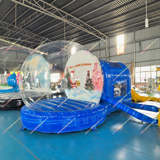 Deploy the Life-Sized Inflatable Snow Globe and instantly create a stunning, immersive Christmas setting! This portable bubble tent features a secure tunnel entry, allowing guests to step directly into a beautiful, life-sized snow dome. Perfect for unique holiday parties, memorable photoshoots, and festive commercial displays. Setup is quick, and the impact is huge!