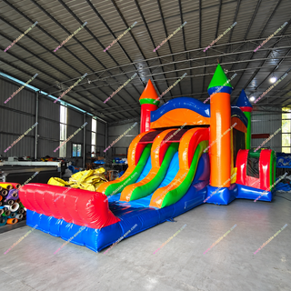 Add vibrant fun to your events with the Classic Combo Bounce House with Slide! This giant rainbow inflatable features a spacious jumping area and an exciting slide, perfect for parties and celebrations. Safe, durable, and easy to set up, it’s ideal for kids of all ages. Available for sale to bring endless joy and colorful entertainment to any occasion!
