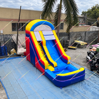 Turn any backyard into a water park with the Classic Style Waterslide Inflatable! This exciting inflatable features a smooth water slide and a refreshing splash pool, perfect for outdoor fun. Ideal for parties and summer events, it's available for rent. Safe, durable, and easy to set up—bring endless joy to kids and families!