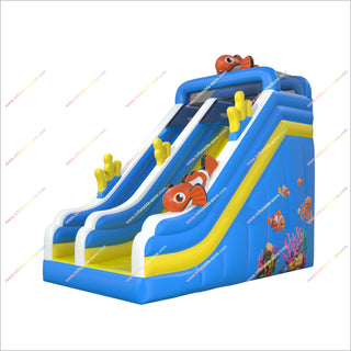 Clownfish High Slide Bouncy Castle Seaworld Birthday Party Inflatable Slide For Inground Pool