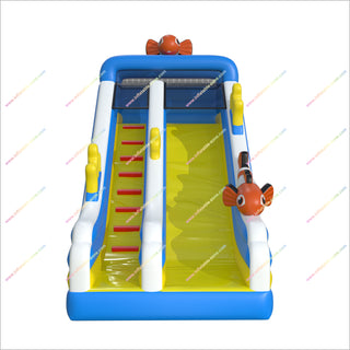 Clownfish High Slide Bouncy Castle Seaworld Birthday Party Inflatable Slide For Inground Pool