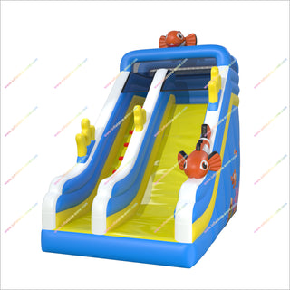 Clownfish High Slide Bouncy Castle Seaworld Birthday Party Inflatable Slide For Inground Pool