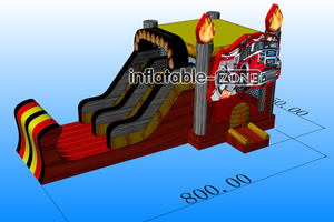 Inflatable-Zone Design Fire Inflatable Jumping Castle With Slide Combo Bounce House Business