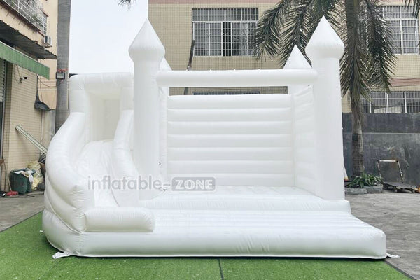 Fun And Exciting Wedding Jumping Castle Slide Combo Bounce House White Inflatable Bouncy For Backyard Trampoline Party