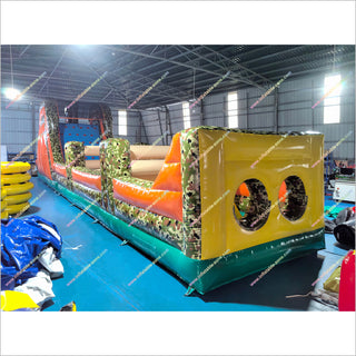 Military Boot Camp Inflatable Race Course Camo Challenge Commercial Inflatable Obstacle Course For Sale