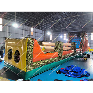 Military Boot Camp Inflatable Race Course Camo Challenge Commercial Inflatable Obstacle Course For Sale