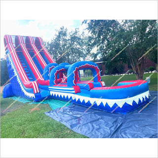 Commercial Inflatable Slip N Slide With Splash Pool Playground Games Inflatables Double Lane Waterslide For Sale