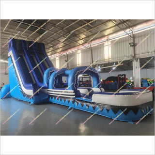Commercial Size Inflatable Water Slides Going Into Pool Double Inflatable Slip And Slide Water Amusement Parks