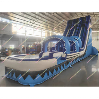 Commercial Size Inflatable Water Slides Going Into Pool Double Inflatable Slip And Slide Water Amusement Parks