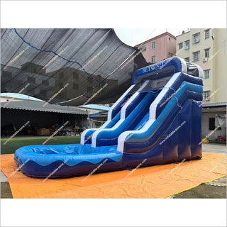 Blue Wave Commercial Water Slide Bounce House Swimming Pool Cheap Blow Up Water Slide Inflatable For Pool