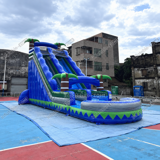 Transform your backyard into a tropical paradise with the Commercial Blue Marble Wave Monster Inflatable Water Slide! This eye-catching jungle-themed slide features a stunning blue marble design and a large pool for refreshing splashes. Perfect for big events or summer fun, it’s built for durability and endless excitement. Easy to set up and guaranteed to impress, it’s the ultimate waterslide adventure!
