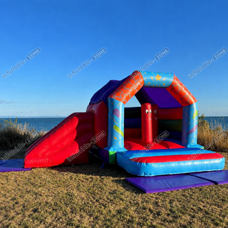 Elevate your party or event with our Commercial Inflatable Bounce House! This bounce castle with slide is the perfect attraction for kids, offering hours of endless fun and excitement. Watch as little ones jump and slide, creating unforgettable memories. With its durable construction and vibrant design, it's sure to be a hit at any gathering!