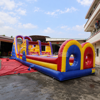 Embark on an epic journey with our Commercial Inflatable Obstacle Course! Featuring a T-shaped design and gem-themed obstacles, this adventure course is perfect for parties and events. Challenge friends and family to a race through tunnels, hurdles, and slides. Get ready for an unforgettable inflatable experience!