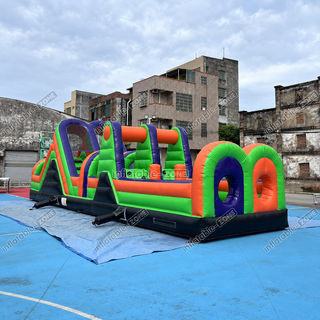 Challenge your guests with the Commercial Obstacle Course Inflatable! This interactive game features multiple obstacles, slides, and moon bounce sections for endless fun. Ideal for outdoor events, playgrounds, and rentals, it provides an exciting experience that tests agility and speed.