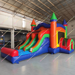 Add vibrant fun to any event with this commercial rainbow dual lane inflatable slide combo bounce house. Designed for jumping and sliding excitement, it features two lanes for racing play and a spacious bouncing area. Built with durable commercial-grade materials, it’s safe, eye-catching, and perfect for parties, events, rentals, and high-energy entertainment.