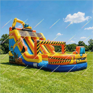 Construction-Themed Inflatable Water Slides And Pools Outdoor Parties Near Me Large Commercial Water Slides For Sale