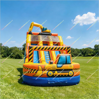 Construction-Themed Inflatable Water Slides And Pools Outdoor Parties Near Me Large Commercial Water Slides For Sale