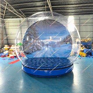 Create a magical holiday display with this custom inflatable snow globe bubble tent. Featuring a clear dome and inflatable bottom, it’s perfect for festive photo booths, events, malls, and winter celebrations. Spacious, eye-catching, and easy to set up, this snow globe tent attracts crowds and creates unforgettable photo moments for Christmas parties and promotions.