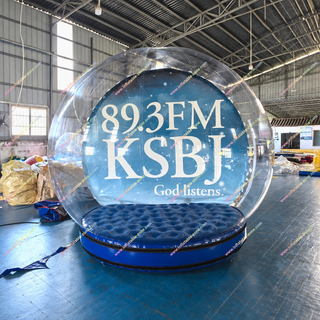 Rent the show-stopping Inflatable Snow Globe! This Clear Bubble Tent is a fantastic yard decoration and photo booth. Guests can step inside, and the replaceable background allows you to feature your own picture or theme. Perfect for unforgettable memories and dazzling neighborhood display!