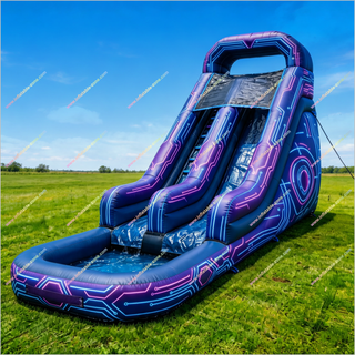 Cyber Theme Inflatable Water Slide Splash Pool High-Tech Commercial Waterslide For Sale