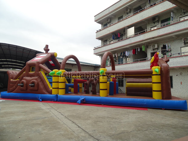 Inflatable Pirate Ship Bounce House Jumping Obstacle Course