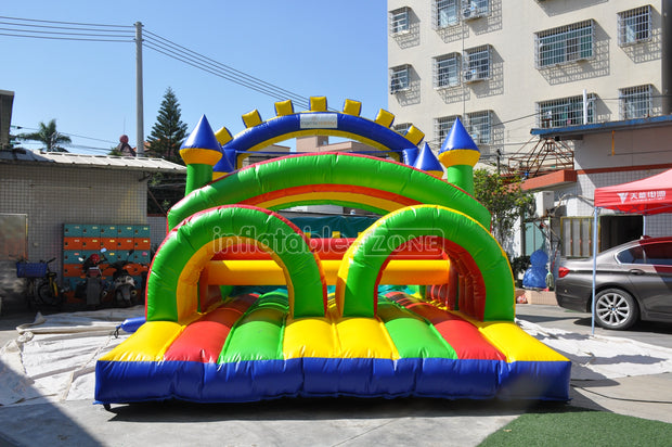 Inflatable obstacle course out sports game race with obstacles bounce house