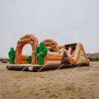 Desert-Themed Commercial Obstacle Course Inflatable Rock Arches And Cactus Family Assault Course Near Me