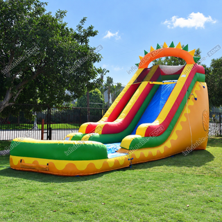 Embark on a prehistoric adventure with our Dino Fun Super Wet/Dry Water Slide! This inflatable slide is perfect for backyard fun, offering the best of both wet and dry excitement. With its slide into the pool feature, it's sure to be the highlight of your outdoor activities. Dive into the fun and make unforgettable memories with this thrilling addition to your backyard!