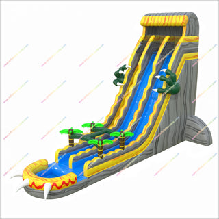Dinosaur Party Theme Inflatable Water Park Water Slide With Splash Pool Tall Water Slide For Sale