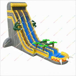 Dinosaur Party Theme Inflatable Water Park Water Slide With Splash Pool Tall Water Slide For Sale