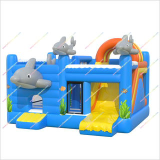 Dolphin Combo Bounce House Inflatable Slides Rentals Near Me Inflatable Play Places Bouncy Castle With Slide To Buy