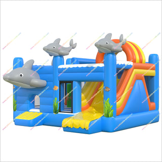 Dolphin Combo Bounce House Inflatable Slides Rentals Near Me Inflatable Play Places Bouncy Castle With Slide To Buy