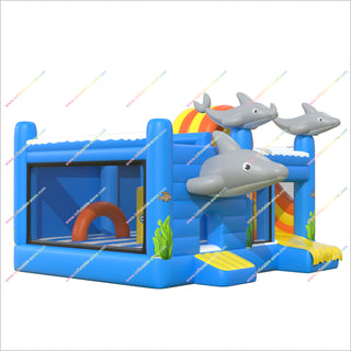 Dolphin Combo Bounce House Inflatable Slides Rentals Near Me Inflatable Play Places Bouncy Castle With Slide To Buy