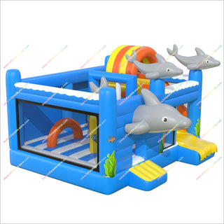 Dolphin Combo Bounce House Inflatable Slides Rentals Near Me Inflatable Play Places Bouncy Castle With Slide To Buy