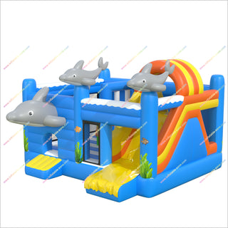 Dolphin Combo Bounce House Inflatable Slides Rentals Near Me Inflatable Play Places Bouncy Castle With Slide To Buy