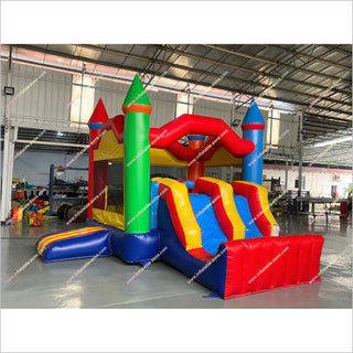 Double Slide Inflatable Bounce House Big Colorful Inflatable Jumping Castle With Slide Combo