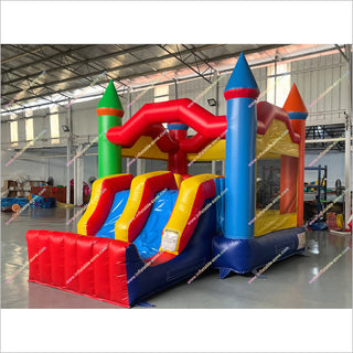 Double Slide Inflatable Bounce House Big Colorful Inflatable Jumping Castle With Slide Combo