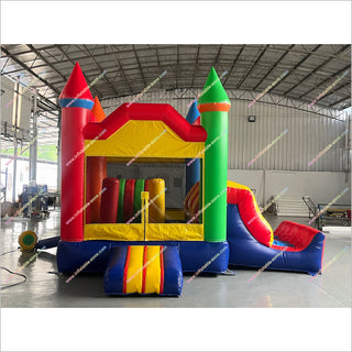 Double Slide Inflatable Bounce House Big Colorful Inflatable Jumping Castle With Slide Combo