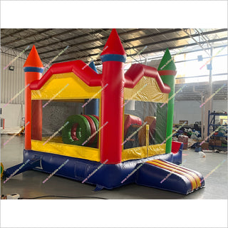 Double Slide Inflatable Bounce House Big Colorful Inflatable Jumping Castle With Slide Combo